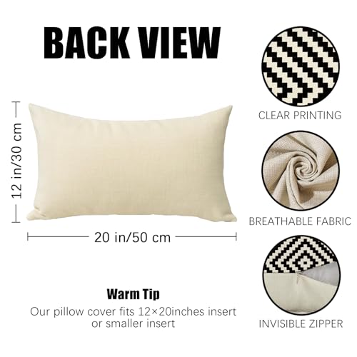 Fahrendom Geometric Striped Lumbar Pillow Cover, 12" x 20" Cotton Linen