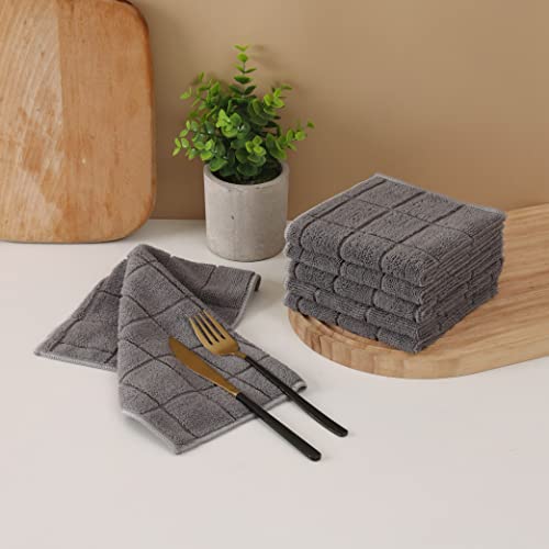Microfiber Dish Rags Set of 6 - Super Absorbent & Lint-Free 11x11 Inches