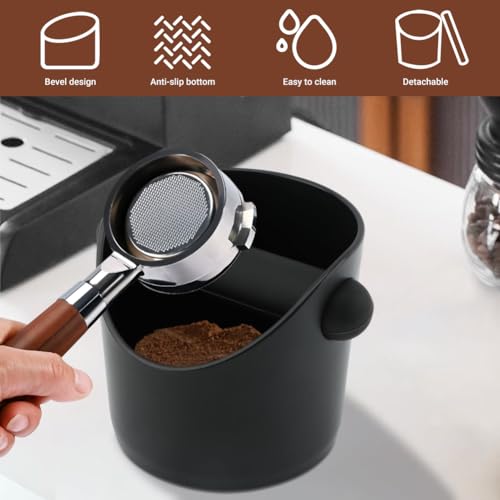 Espresso Knock Box - 4.3 Inch Mini Coffee Grounds Bin with Non-Slip Base