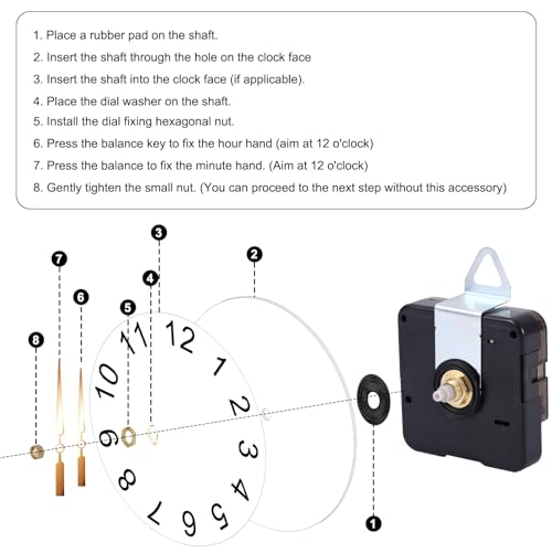Quartz Clock Movement Replacement Kit 13mm Shaft Silent Mechanism DIY Repair