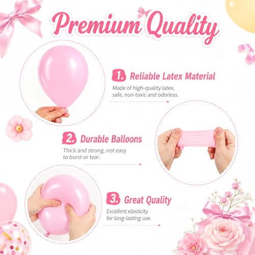 FEYG 60-Piece Pink and Yellow Latex Balloon Set - 12 Inch Party Decor