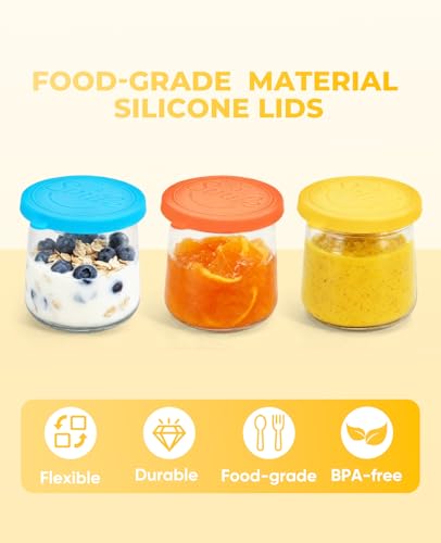 Oui Yogurt Jar Lids Silicone - 12 Colorful Leak-Proof 5oz Covers