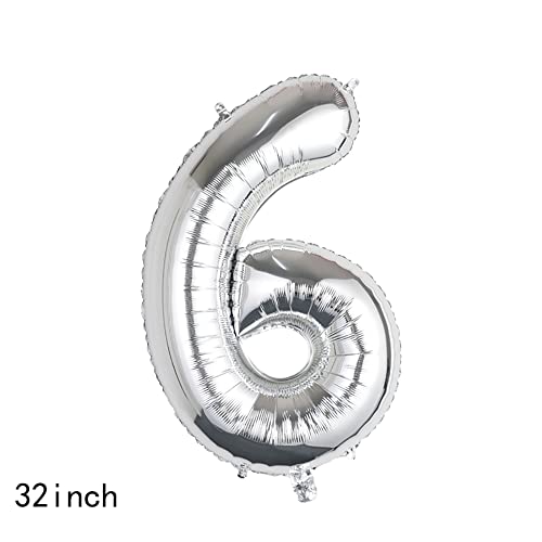 32-Inch Silver Number 16 Balloon with Mini Crown - Birthday Party Decor