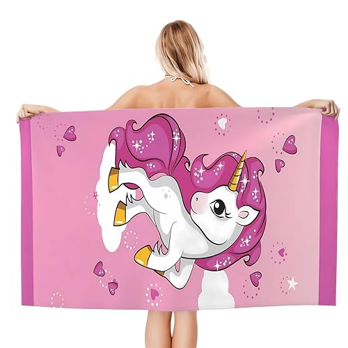 Personalized Unicorn Beach Towel for Kids - Quick Dry Microfiber 30"x60"