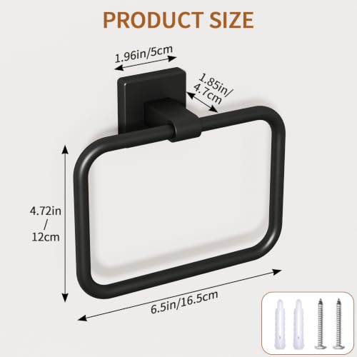 Jesginboo Wall-Mounted Hand Towel Holder - 180° Pivoting Black Aluminum