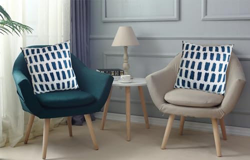 Classic Blue Geometric Throw Pillow Cover – 17x17 Inch Accent