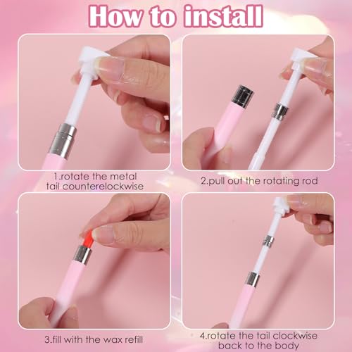 Refillable Rhinestone Picker Wax Pen with 6 Wax Refills for Diamond Art and Nail Design