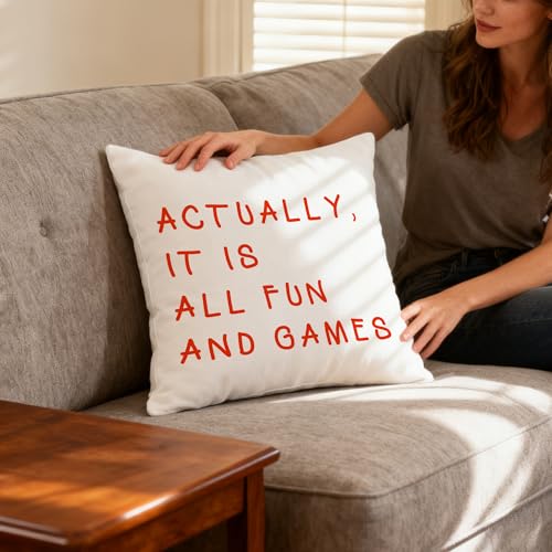 All Fun and Games Throw Pillow Cover - 18x18 Soft Flannelette Decorative Case