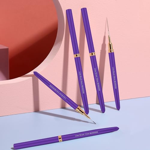 MUIIGOOD 5-Piece Nail Art Liner Brush Set for Fine Lines and UV Gel Painting