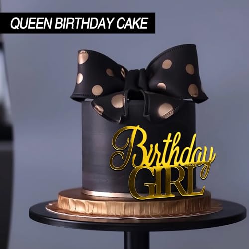 24PCS Queen Birthday Cake Toppers - Black, Gold & Silver Decorations