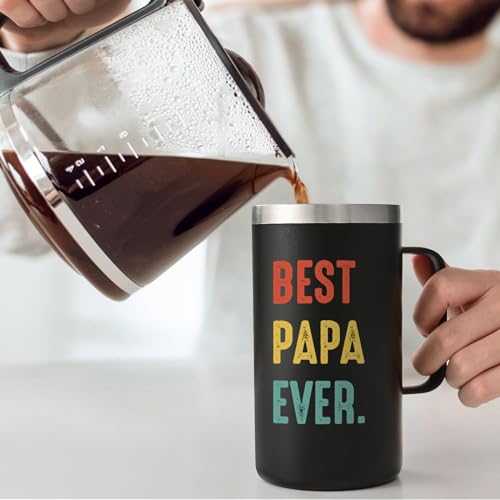 Black 20oz Insulated Coffee Mug - Best Papa Ever Gift from Daughter Son