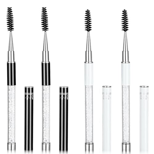 Ocapind 4 Pcs Reusable Spoolie Mascara Wands with Cap Portable Eyelash Brush