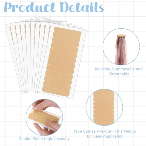 Tucnoeu 120pcs Double Sided Hair Extension Tape Invisible Replacement Glue