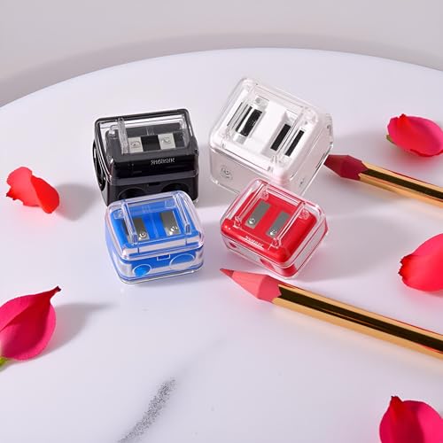 Mozff Dual Hole Makeup Pencil Sharpener 4-Pack for Eyeliner and Brow