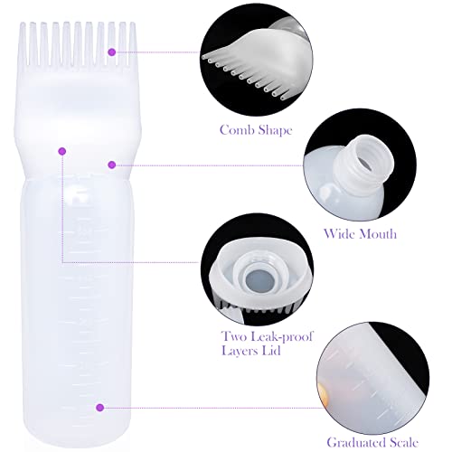Cosywell Root Comb Applicator Bottle 6 oz 2 Pack Hair Dye Brush White