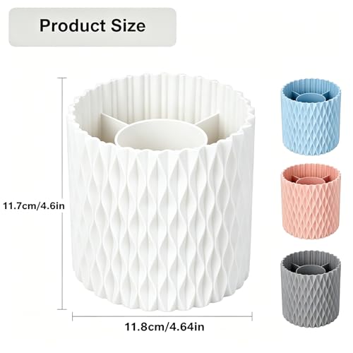 White 360° Rotating Makeup Brush Holder Organizer - 5-Slot Cup