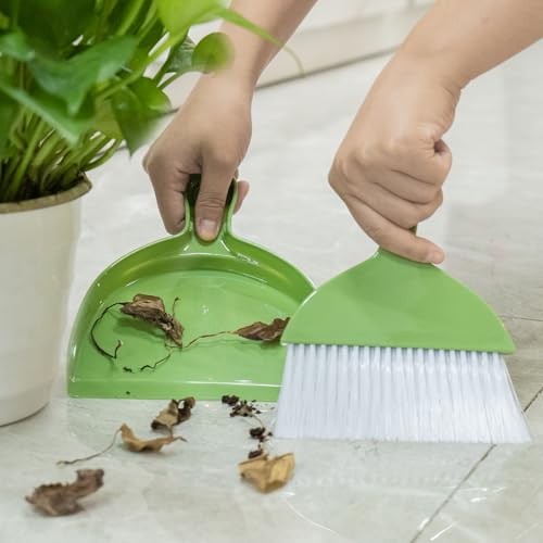 ThinkLearn 2PCS Green Mini Dust Pan and Brush Set for Easy Cleaning