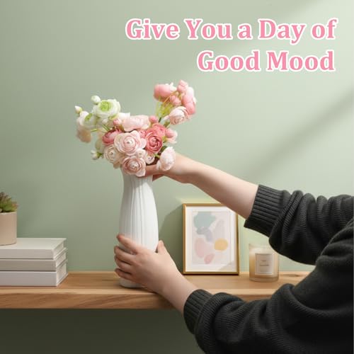 Unbreakable Plastic Vase for Flowers - Ceramic Look, 8.1 Inch Home Decor