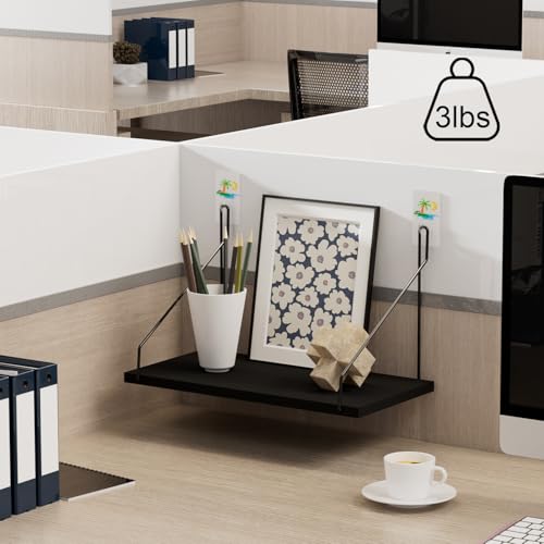 Cubicle Shelf with Hooks - 11.8" Floating Wall Shelf for Office Storage