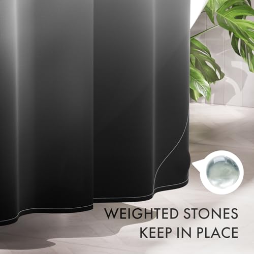 AmazerBath Ombre Black Shower Curtain Set, 72x72 Inches with Hooks