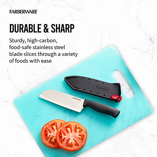 Farberware Edgekeeper 5-Inch Santoku Knife - Self-Sharpening, Black