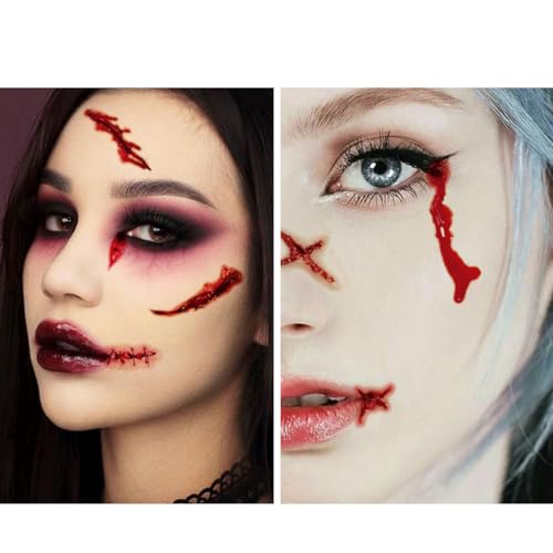 Halloween Temporary Tattoos 10 Sheets - Realistic Fake Scars & Wounds