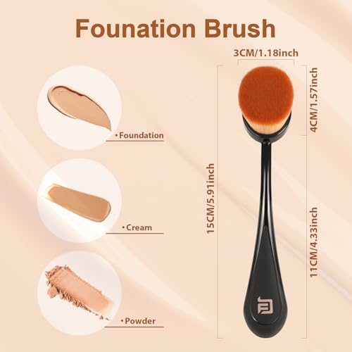 BEAUTYFACTOR Oval Foundation Brush 2 Pack - Ultra-Soft Dense Kabuki Brush