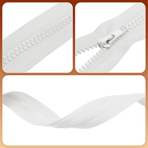 HARFINGTON #5 Resin Zippers 22 Inch White Jacket Replacement 2pcs