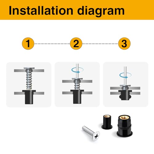 10Pcs M6 Neoprene Well Nuts Kit with Stainless Steel Screws for Marine, Motorcycle, Kayak & Windscreen Accessories - High Strength Rubber Fasteners.