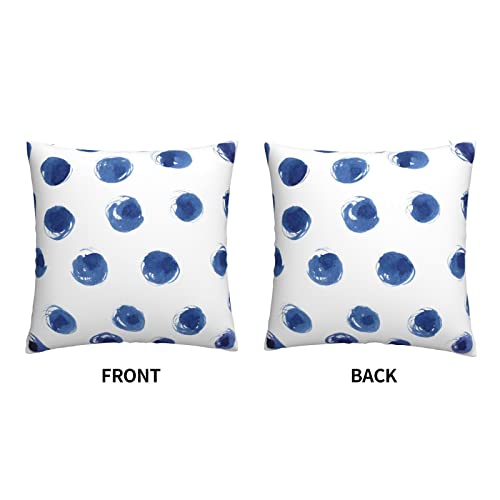 VARUN Dots Throw Pillow Cover 18x18inch - Blue Polka Dots Design