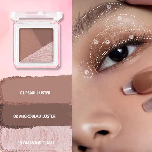 Mivota 3-Color Baked Eyeshadow Palette - Matte & Shimmer Nude Neutral Eye Shadow