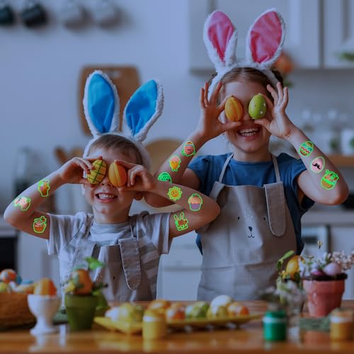 JCFIRE 102pcs Glow in the Dark Easter Temporary Tattoos for Kids
