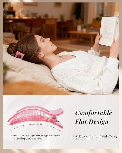 Mesovor 6 Pack Flat Claw Clips for Thick & Thin Hair 3.94 Inch