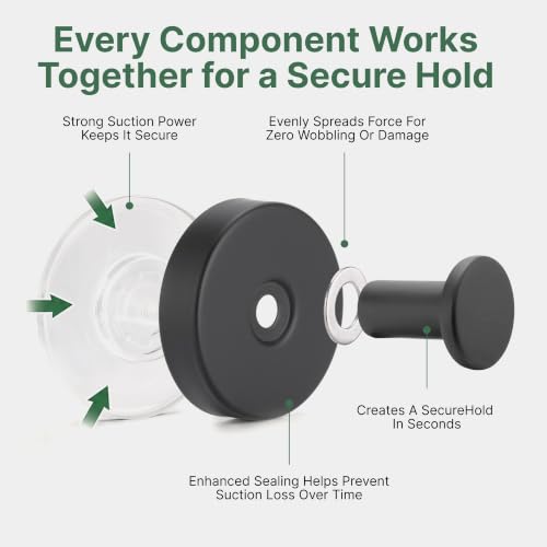Black Heavy Duty Suction Cup Hooks - Removable Towel Hooks