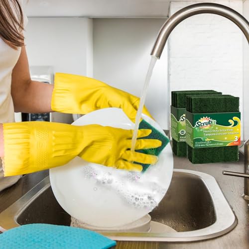 Heavy Duty Non-Scratch Scouring Pads - 6 Pack for Kitchen Cleaning