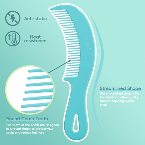 Oneleaf Wide Tooth Hair Comb & Scalp Massage Shampoo Brush 4-Pack Green