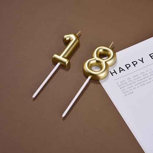 Glitter Gold 18th Birthday Candle Set - 2 Pcs Number Toppers