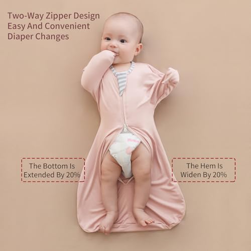 Insular Baby Swaddle Sleep Sack with 2-Way Zipper, 0-3 Month, Pink