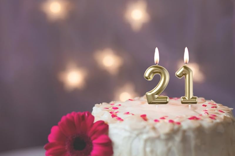 Glitter Gold Number 12 Birthday Candle - 2 Pack for Celebrations