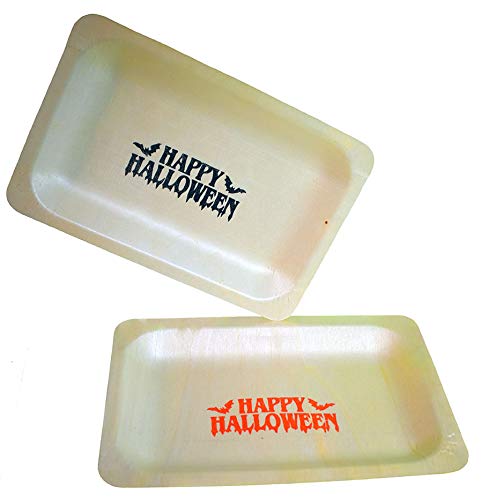7" Happy Halloween Disposable Wooden Plates - Pack of 25