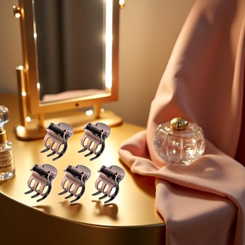 5-Piece Mini Metal Hair Claw Clips Set Bronze Styling Clamps for Women