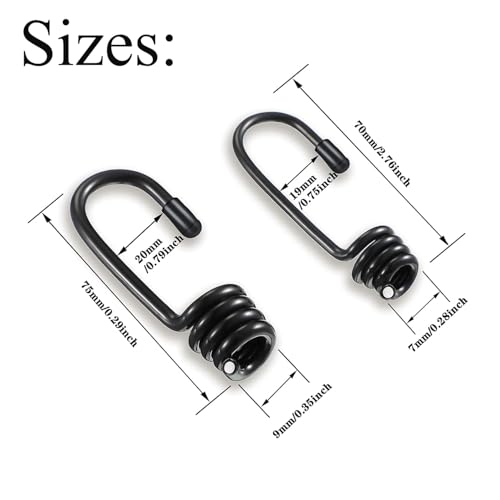 Heavy Duty Bungee Cord Hooks 12 Pack - 1/4 & 3/8 Inch Spiral End Replacement Clips