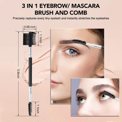 MUIIGOOD 3-in-1 Eyebrow Brush and Eyelash Comb Grooming Tool - 2 Pack