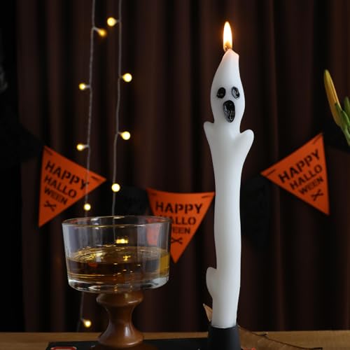 Spooky Ghost Candles - 2PCS Halloween Taper Candles for Decor