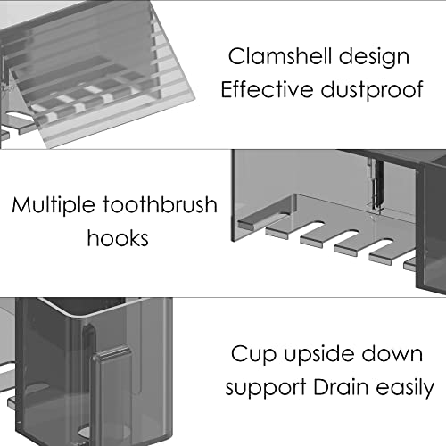 Linkidea Wall Mounted Toothbrush Holder with Cover - 5 Slots Organizer for Bathroom