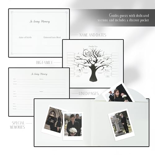 Funeral Guest Book - Elegant Leather Memory Book for Memorials