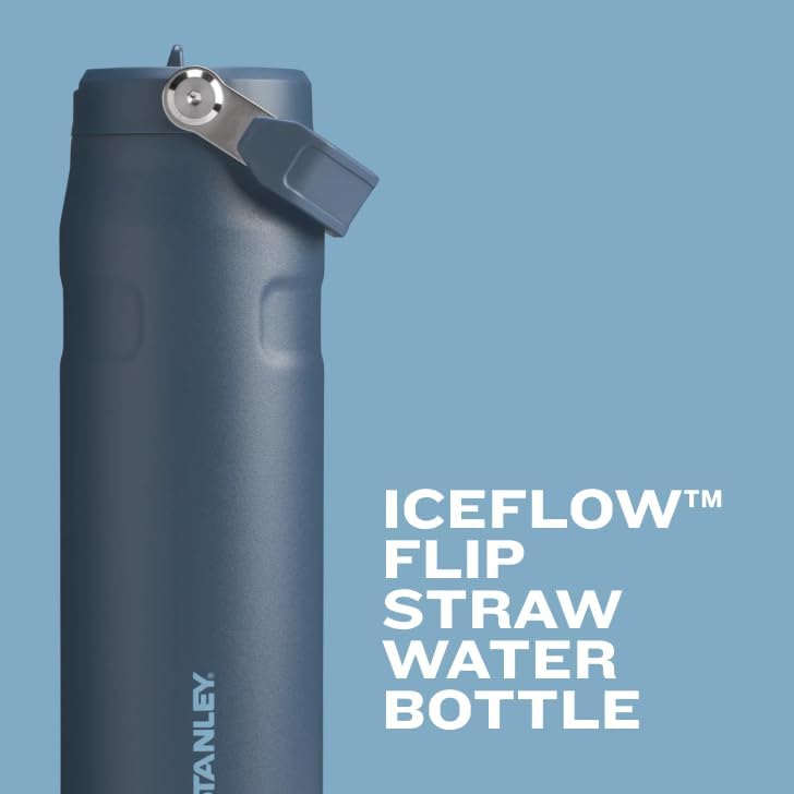 Stanley IceFlow 24 OZ Water Bottle - Insulated Stainless Steel with Built-In Straw | Lightweight & Leak-Resistant | Black
