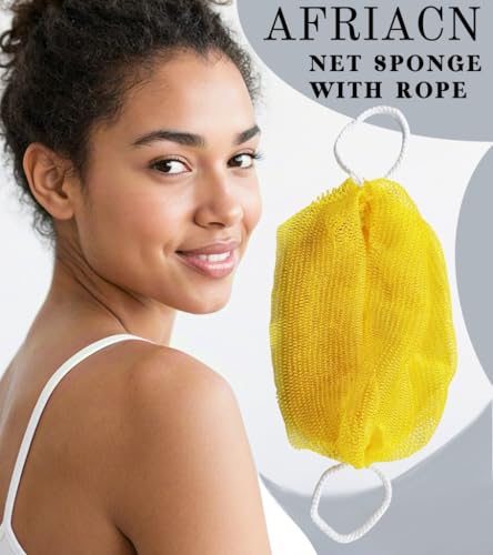 Authentic African Exfoliating Net Sponge - Yellow Shower Bath Body Scrubber