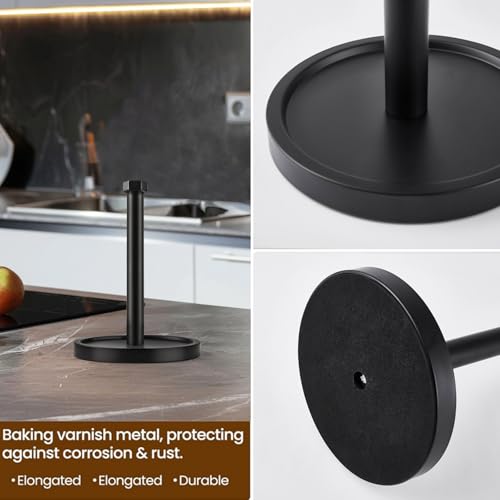 Beser·Win 6.7in Black Stainless Steel Countertop Paper Towel Holder