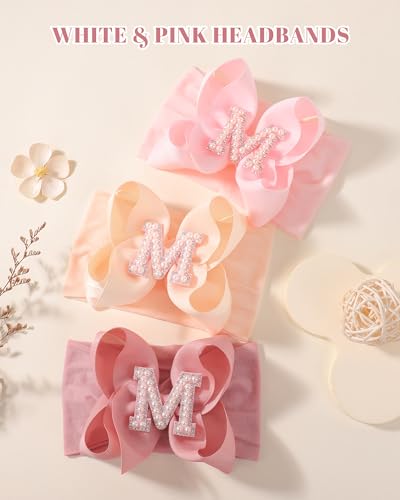 Jollybows 3PCS Baby Girls Bow Headbands Soft Nylon Elastic Hair Accessories